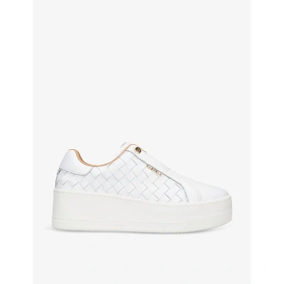 Carvela Womens White Connected Laceless Leather Trainers