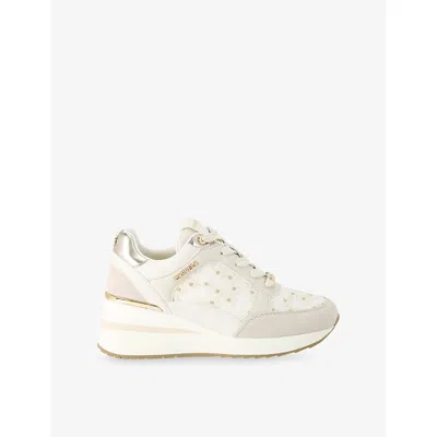 Carvela Womens  High Rise Daisy Faux-leather And Mesh Trainers In White