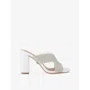 Carvela Womens  Paparazzi Pearl-embellished Faux-leather Block-heel Sandals In White