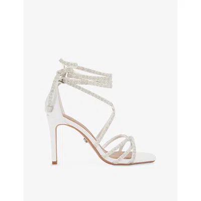 Carvela Womens White Paparazzi Tie Faux-leather Heeled Sandals Eur 37 / 4 Uk