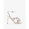 Carvela Womens White Petalo Rhinestone-embellished Faux-leather Heeled Sandals Eur 39 / 6 Uk