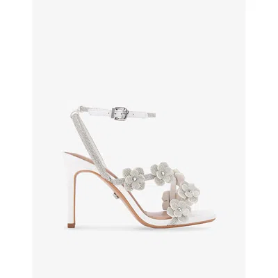 Carvela Womens White Petalo Rhinestone-embellished Faux-leather Heeled Sandals Eur 39 / 6 Uk