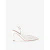 Carvela Womens Positano High Floral Slingback Heeled Vinyl Pumps White Eur 38/5 Uk In White