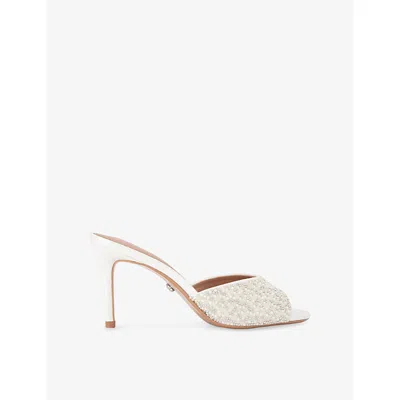 Carvela Womens White Silvia Embellished Heeled Woven Mules Eur 37 / 4 Uk In Animal Print