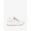 Carvela Womens White Skyline Zip-embellished Wedge Leather Low-top Trainers In White
