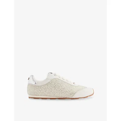 Carvela Womens  Tivoli Jewel-embellished Suede Trainers In White