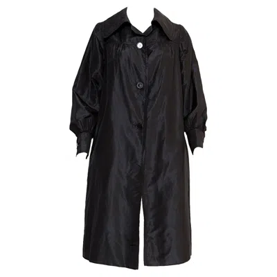 Pre-owned Carven 1960s  Black Silk Trench Coat