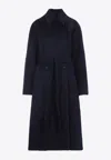 Carven Alpaca Blend Belted Coat In Blue