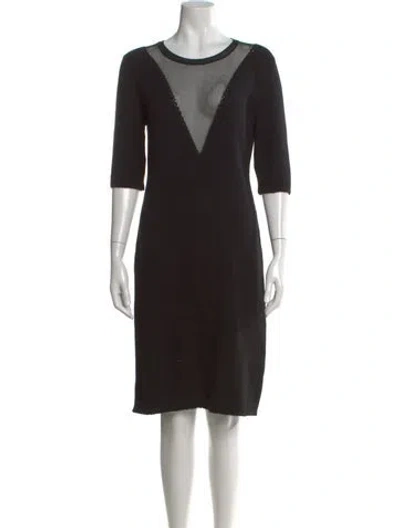 Pre-owned Carven Angora Knee-length Dress In Black
