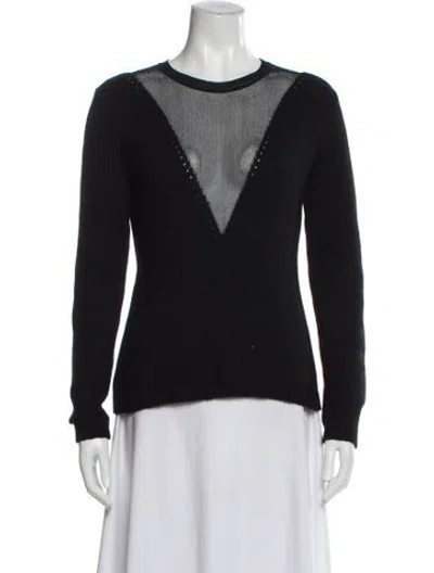 Pre-owned Carven Angora Scoop Neck Sweater In Black