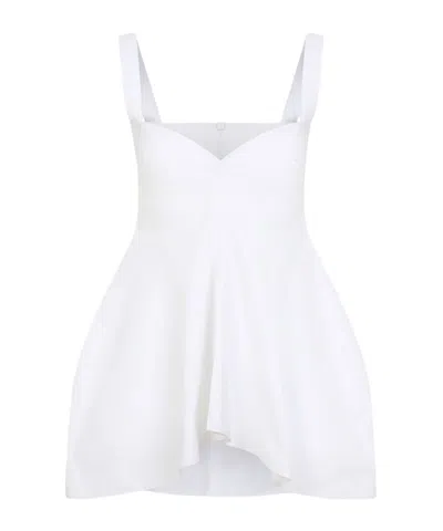 Carven Asymmetric Cotton-poplin Tank In White
