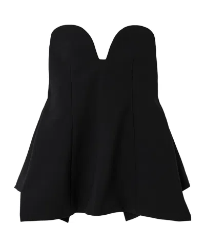 Carven Asymmetric Crepe Bustier Top In Black