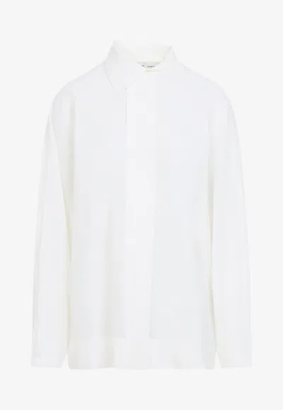 Carven Asymmetrical-collar Long-sleeved Shirt In White