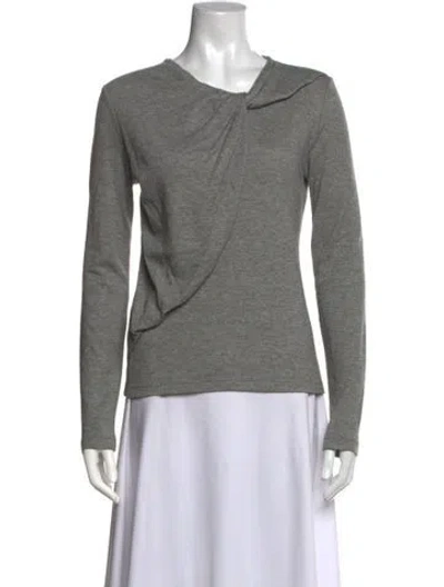 Pre-owned Carven Asymmetrical Long Sleeve Top In Grey