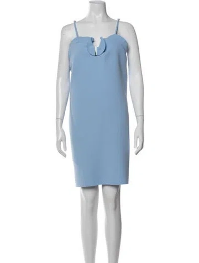 Pre-owned Carven Asymmetrical Mini Dress In Blue
