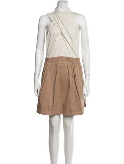 Pre-owned Carven Asymmetrical Mini Dress In Brown