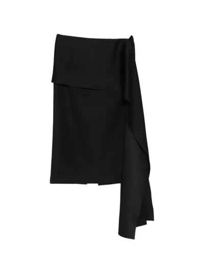 Carven Asymmetric-draped Midi Skirt In Black