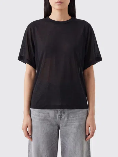 Carven Basic Silk T-shirt In Black