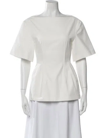Pre-owned Carven Bateau Neckline Short Sleeve Top In White