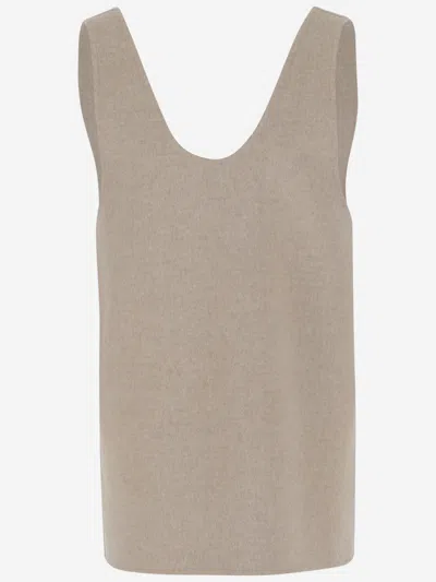 Carven Beige Double Face Wool Top In Neutral