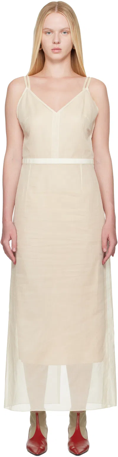 Carven Beige Open-back Slip Maxi Dress In Calico