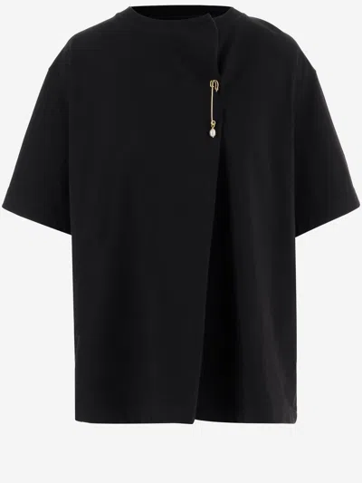 Carven T-shirt Oversize In Cotone Nero Donna In Black