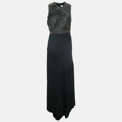 Carven Black Embellished Crepe Sans Manche Sleeveless Maxi Dress