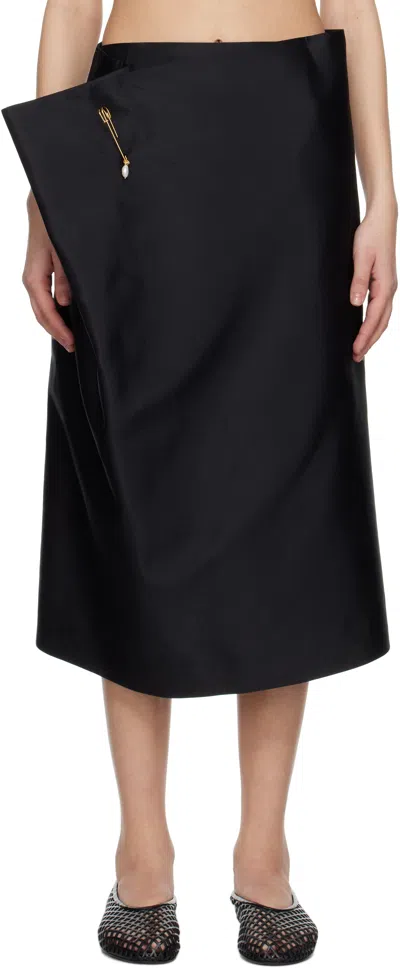 CARVEN BLACK LAYERED MIDI SKIRT