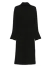 Carven High Neck Viscose Shirt With Jewel Button In Black