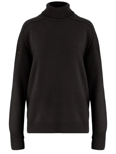 Carven Black Relaxed-fit Ribbed High-turtleneck Cashmere Sweater