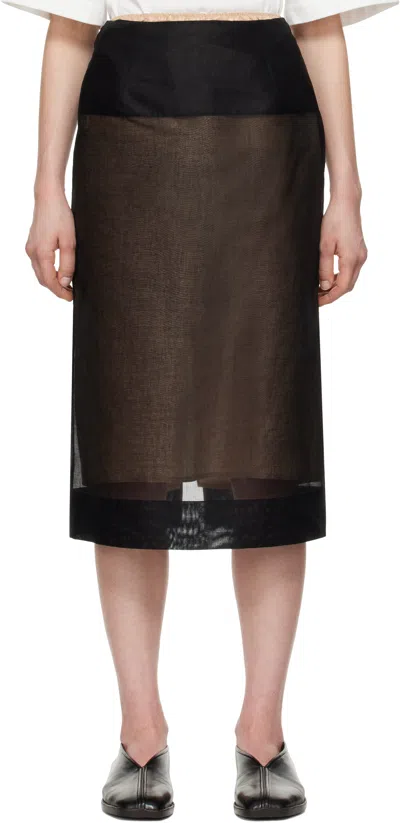CARVEN BLACK SHEER MIDI SKIRT