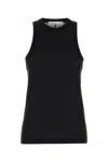Carven Sleeveless Silk Top With High Neckline In Black
