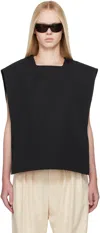 Carven Black Square Duchesse Top In Black