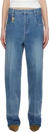 Carven Blue Selvedge Denim Jeans In Washed Denim