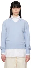 Carven Blue V-neck Sweater In Sky Blue