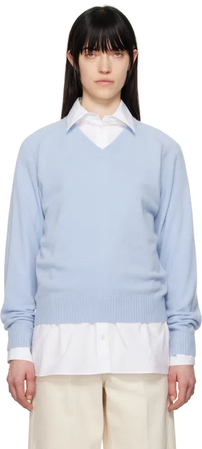 Carven Blue V-neck Sweater In Sky Blue