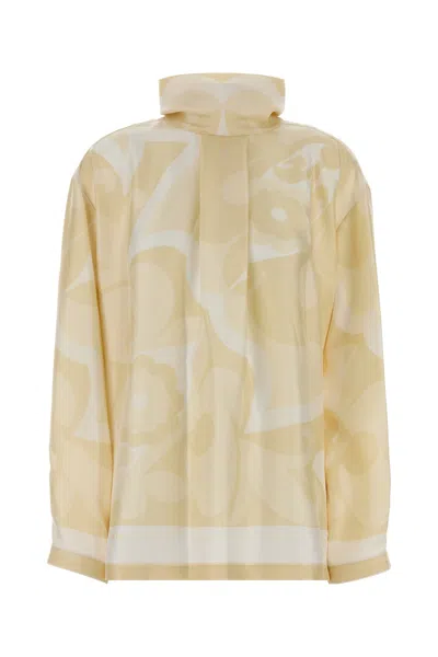 Carven Blusa In Seta Stampata Donna In Neutral
