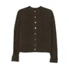 Carven Long-sleeved Knitted Cardigan In Brown