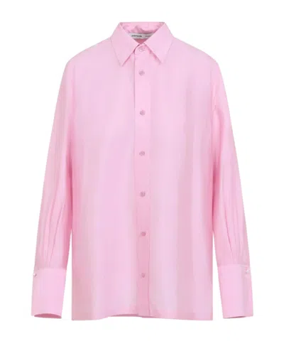 Carven Button-up Silk Shirt In White