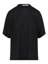 Carven Silk T-shirt With High Neckline In Black