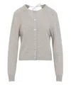 Carven Cashmere Button-up Sweater With Delicate Tie Detail In Grey