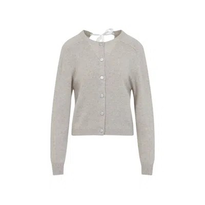 Carven Cashmere Button-up Sweater With Delicate Tie Detail In Beige