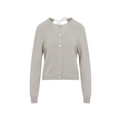 CARVEN CASHMERE BUTTON-UP SWEATER WITH DELICATE TIE DETAIL