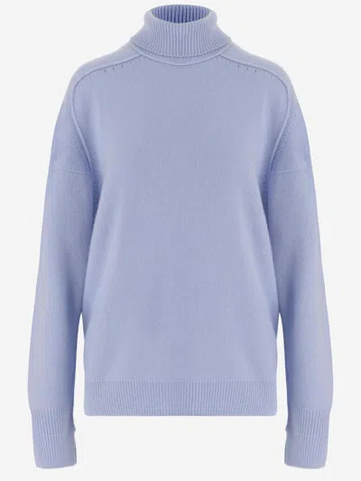 Carven Cashmere Turtleneck Sweater In Blue
