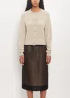Carven Cashmere Wool Bow Cardigan In Oat