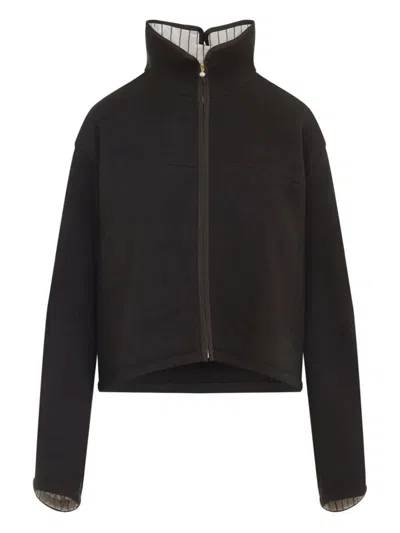 Carven High-neck Zip-front Jacket In Animal Print