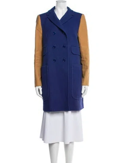 Pre-owned Carven Colorblock Pattern Coat In Blue/yellow