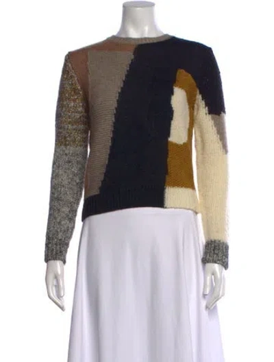 Pre-owned Carven Colorblock Pattern Crew Neck Sweater In Black