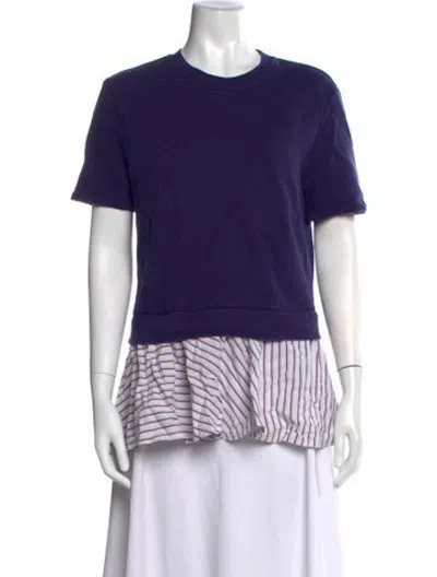 Pre-owned Carven Colorblock Pattern Crew Neck T-shirt In Blue