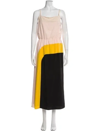 Pre-owned Carven Colorblock Pattern Long Dress In Multi